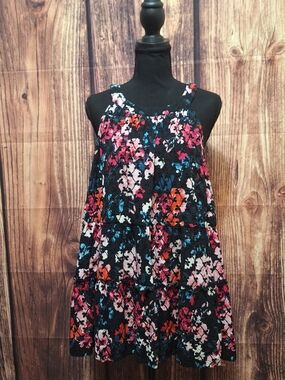 torrid Black Floral-Print Dress with Pink and Blue Accents Plus Size 2